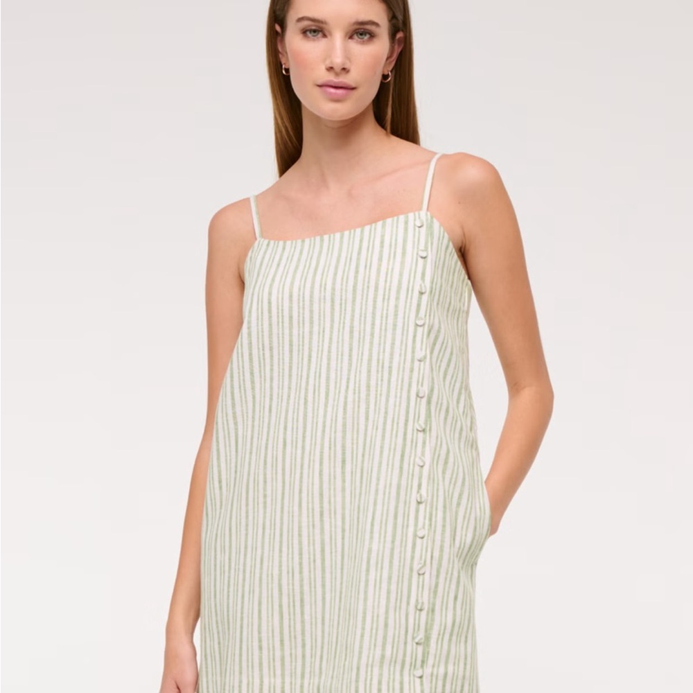 Abercrombie & Fitch Light Green and White Striped Mini Dress